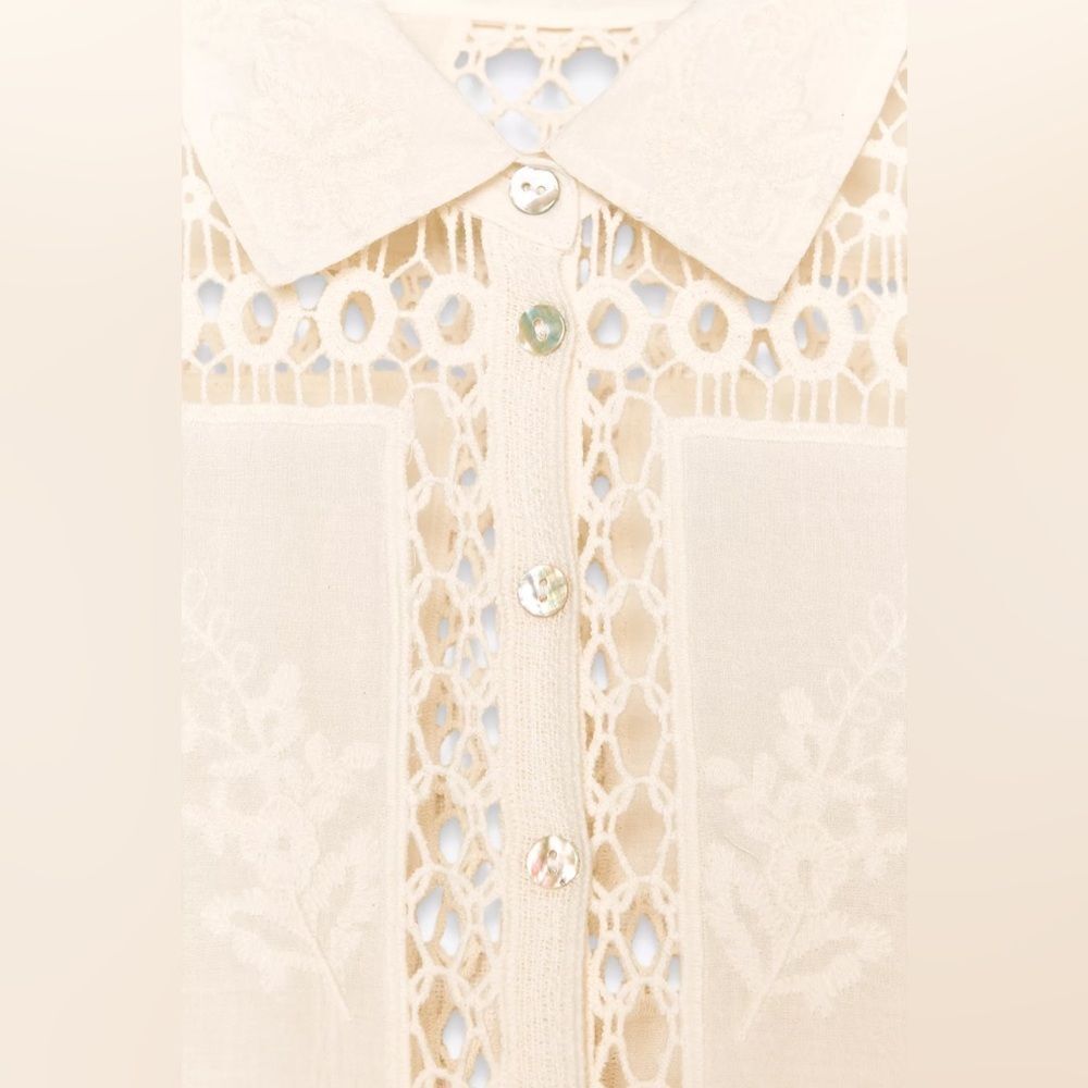 ZARA ZW COLLECTION COMBINATION CROCHET BLOUSE - Picture 7 of 8